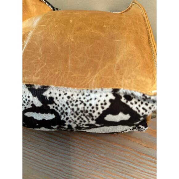 Ceri Hoover Bag Leather and Calf Hair Brown Python Print Clutch Crossbody Bag - Picture 6 of 15